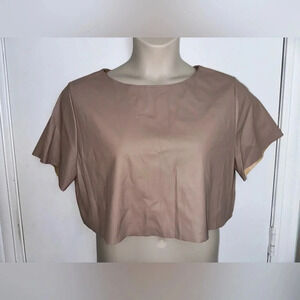 Zenana faux leather cropped top womens size L #1085